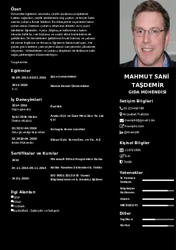 Gıda Mühendisi CV Örnekleri cv indir